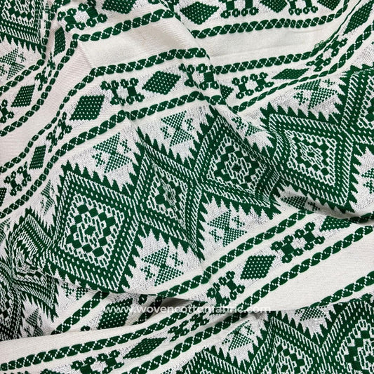 Iranian Designers Green Cotton Jacquard Fabric , Per Meter