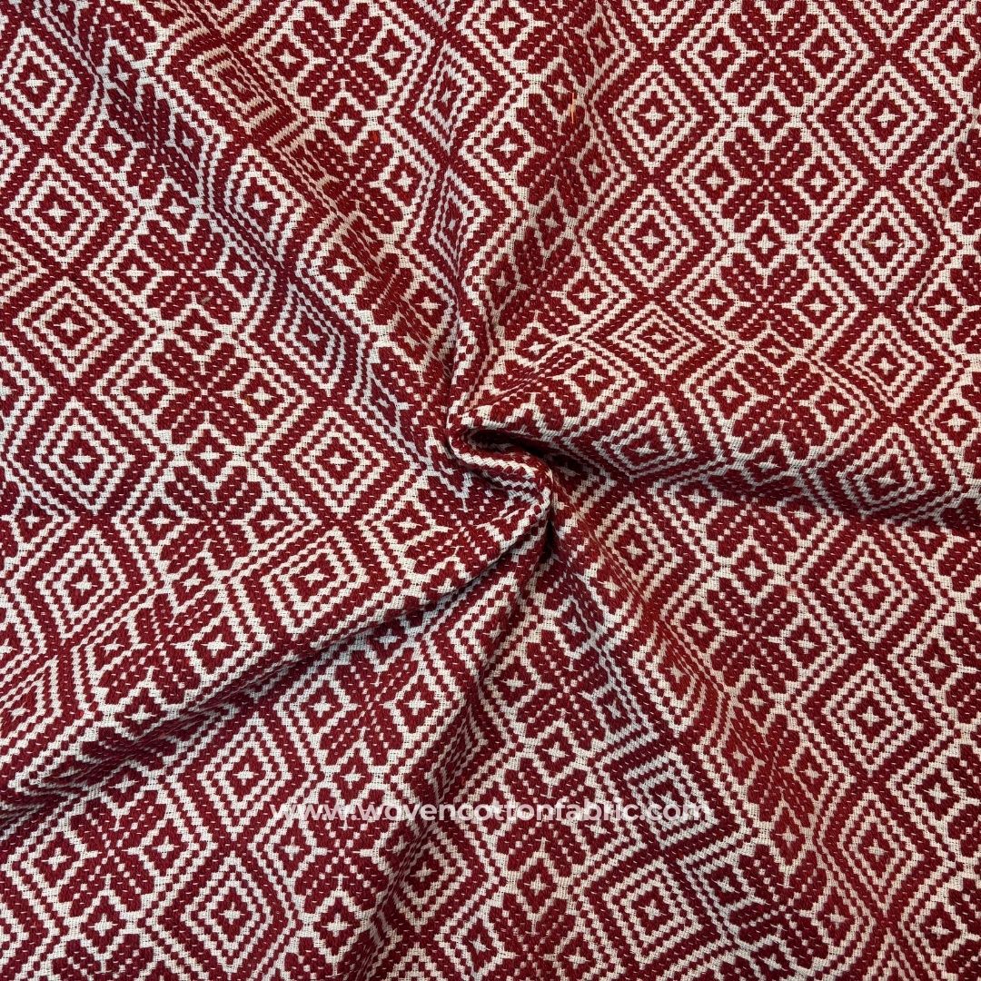 Twill Charm Wine Red Cotton Jacquard Fabric ,A4 Swatch