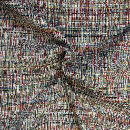 Multi-Color Striped Textured Cotton Handloom Fabric Per Meter