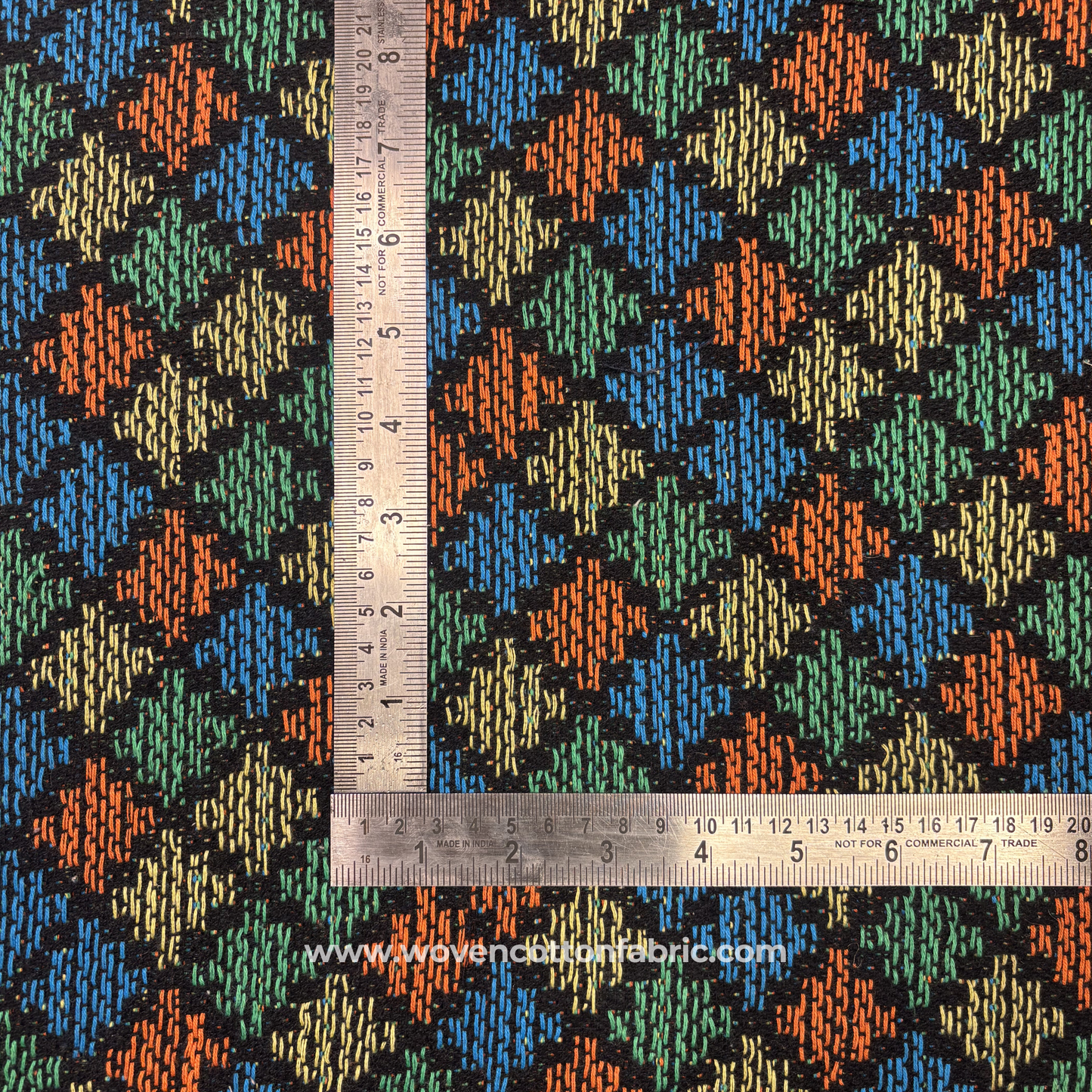 Prism Geometric Hand-Loomed Cotton Fabric, Per Meter