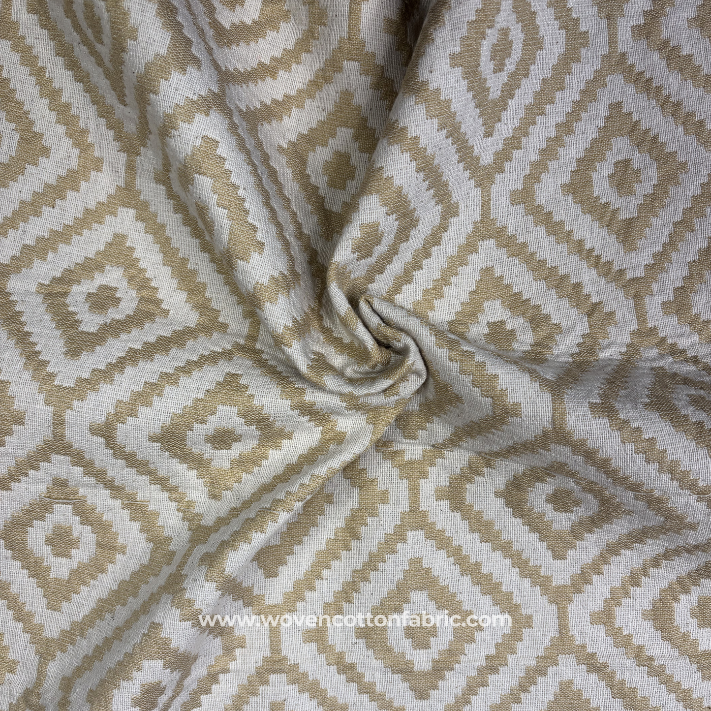 Sandstone Ikat Diamond Cotton Fabric, Per Meter