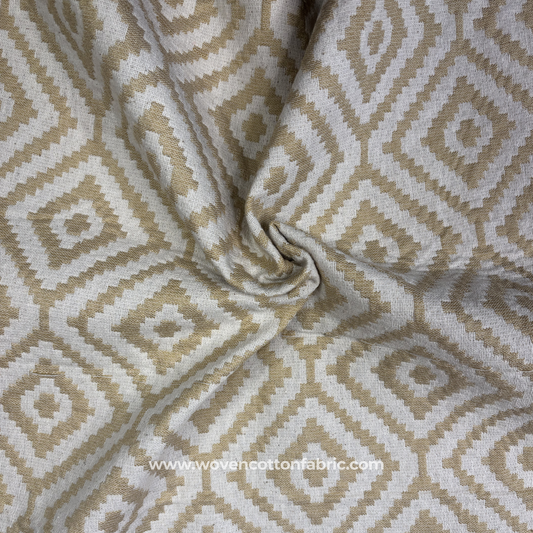 Sandstone Ikat Diamond Cotton Fabric, Per Meter