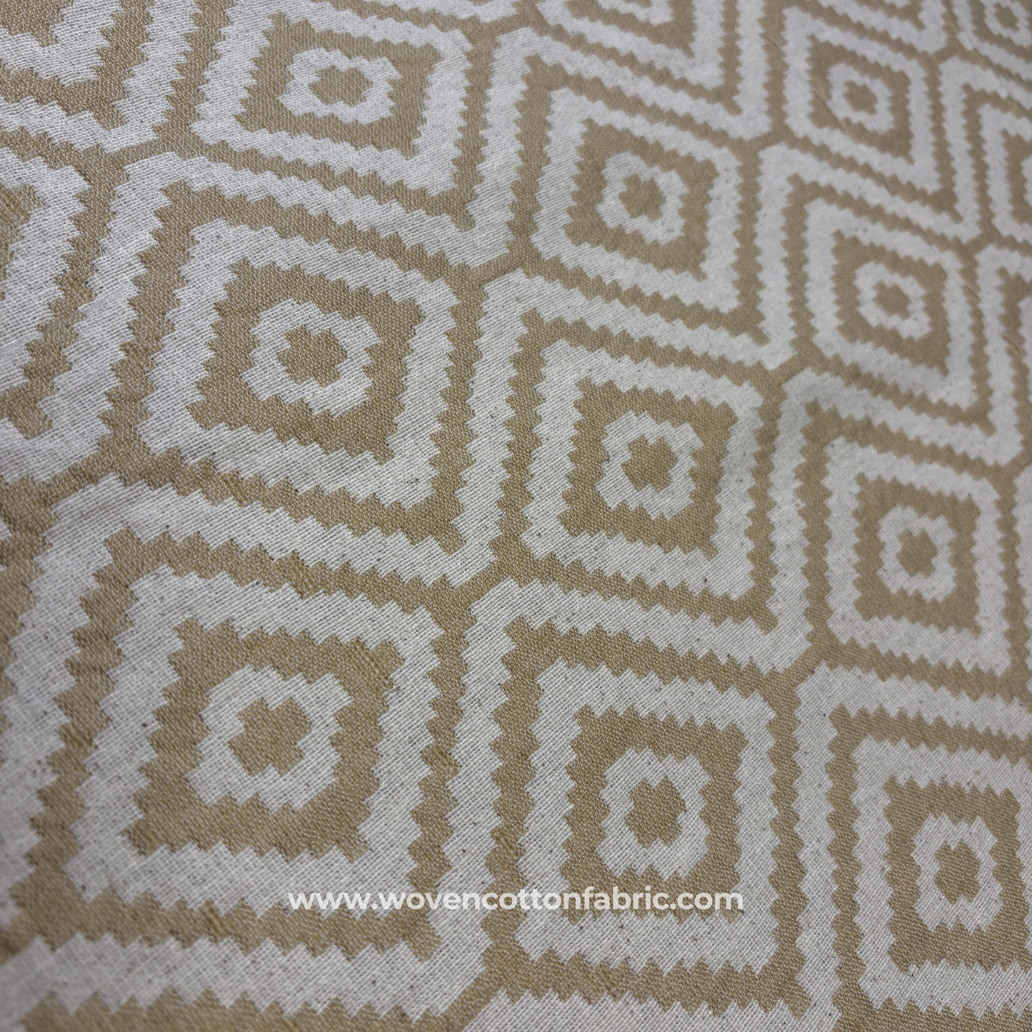 Sandstone Ikat Diamond Cotton Fabric, Per Meter