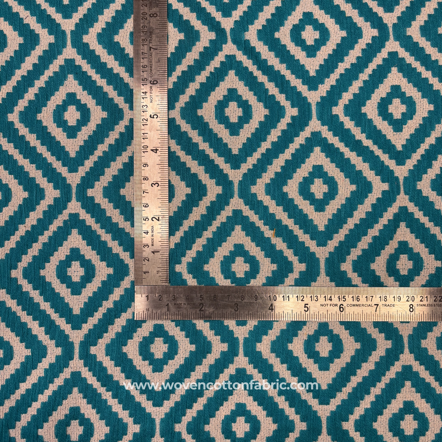 Teal Diamond Jacquard  Fabric, Per Meter