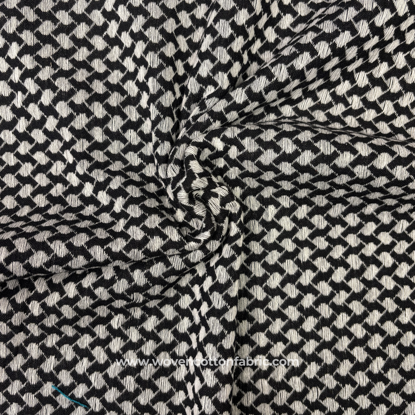 Monochrome Mini-Houndstooth Cotton Fabric, Per Meter