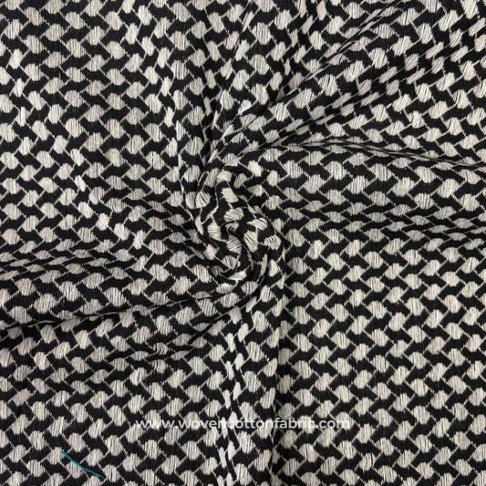 Monochrome Mini-Houndstooth Cotton Fabric, Per Meter
