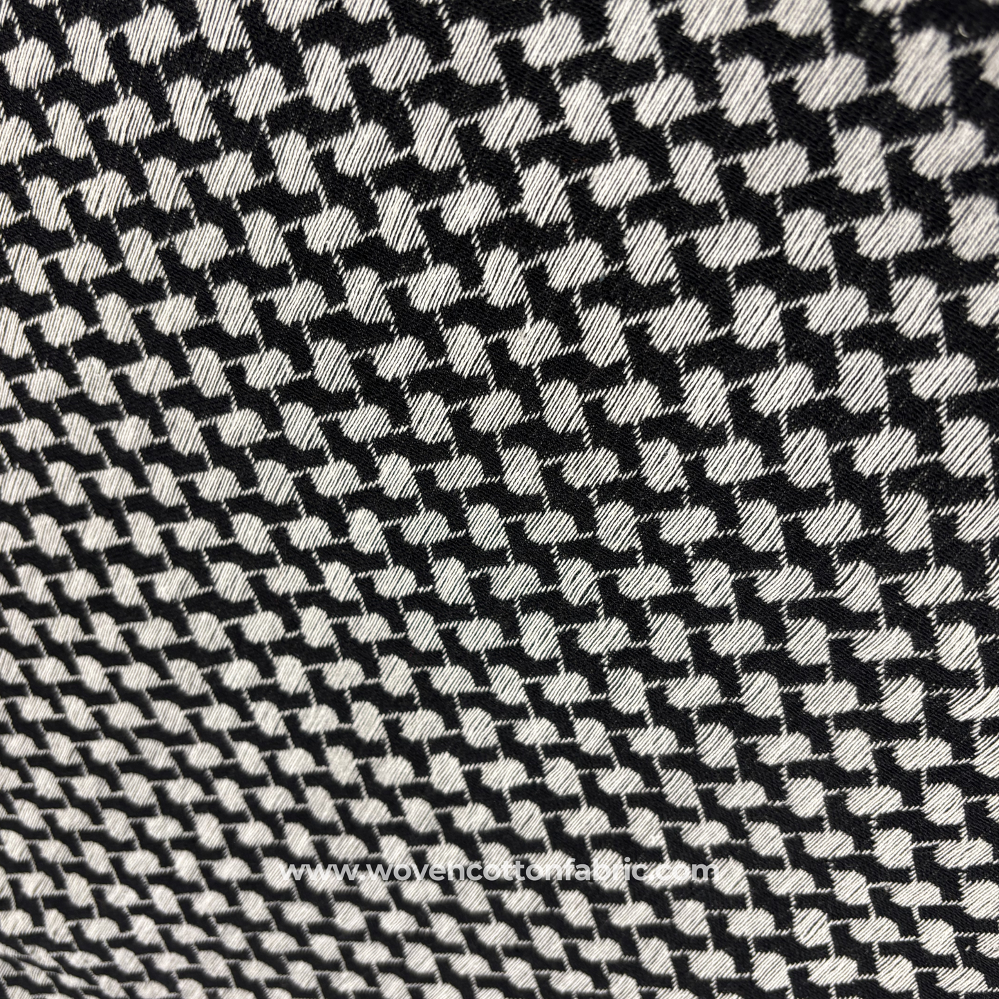 Monochrome Mini-Houndstooth Cotton Fabric, Per Meter