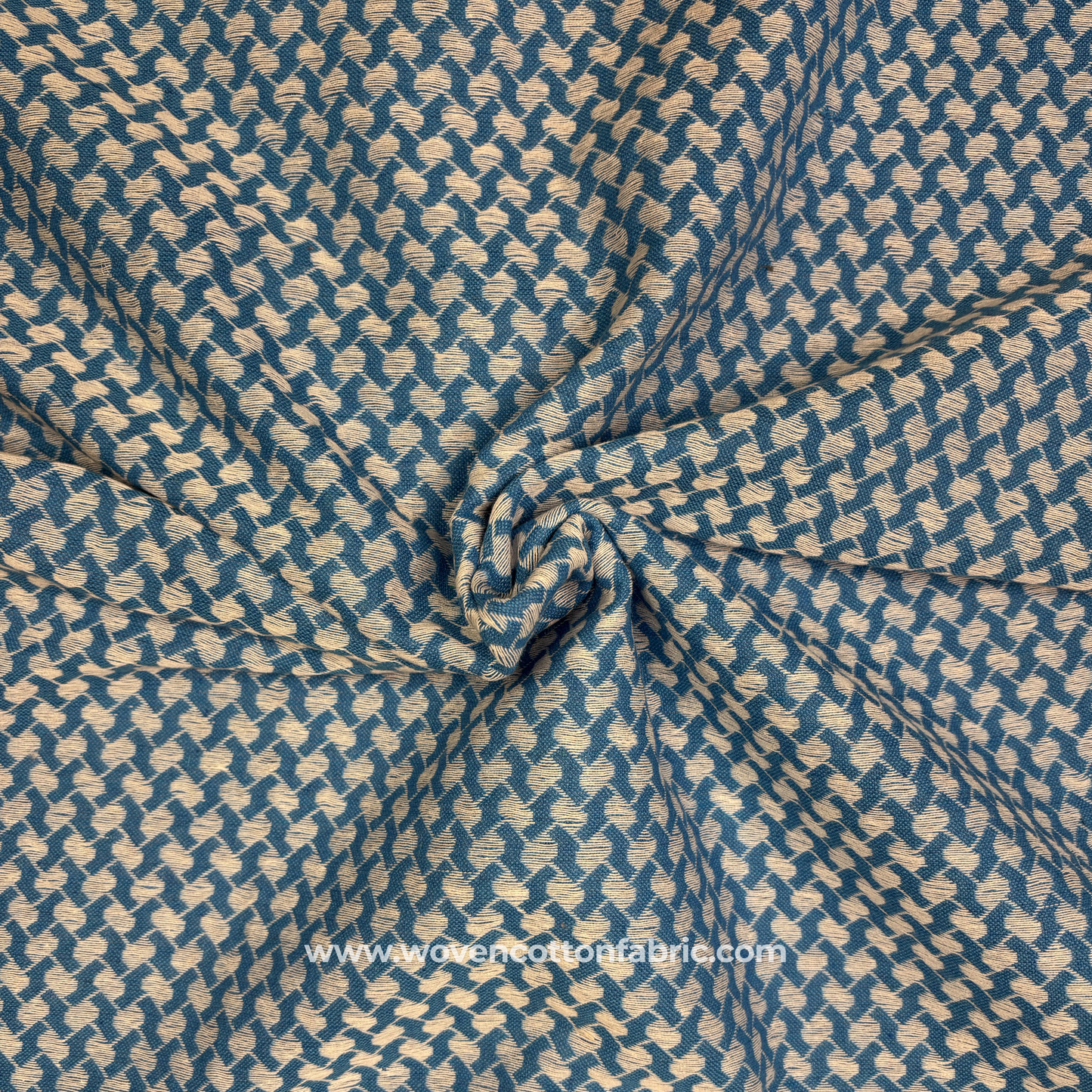 Slate & Sky Geometric Twill Fabric, Per Meter