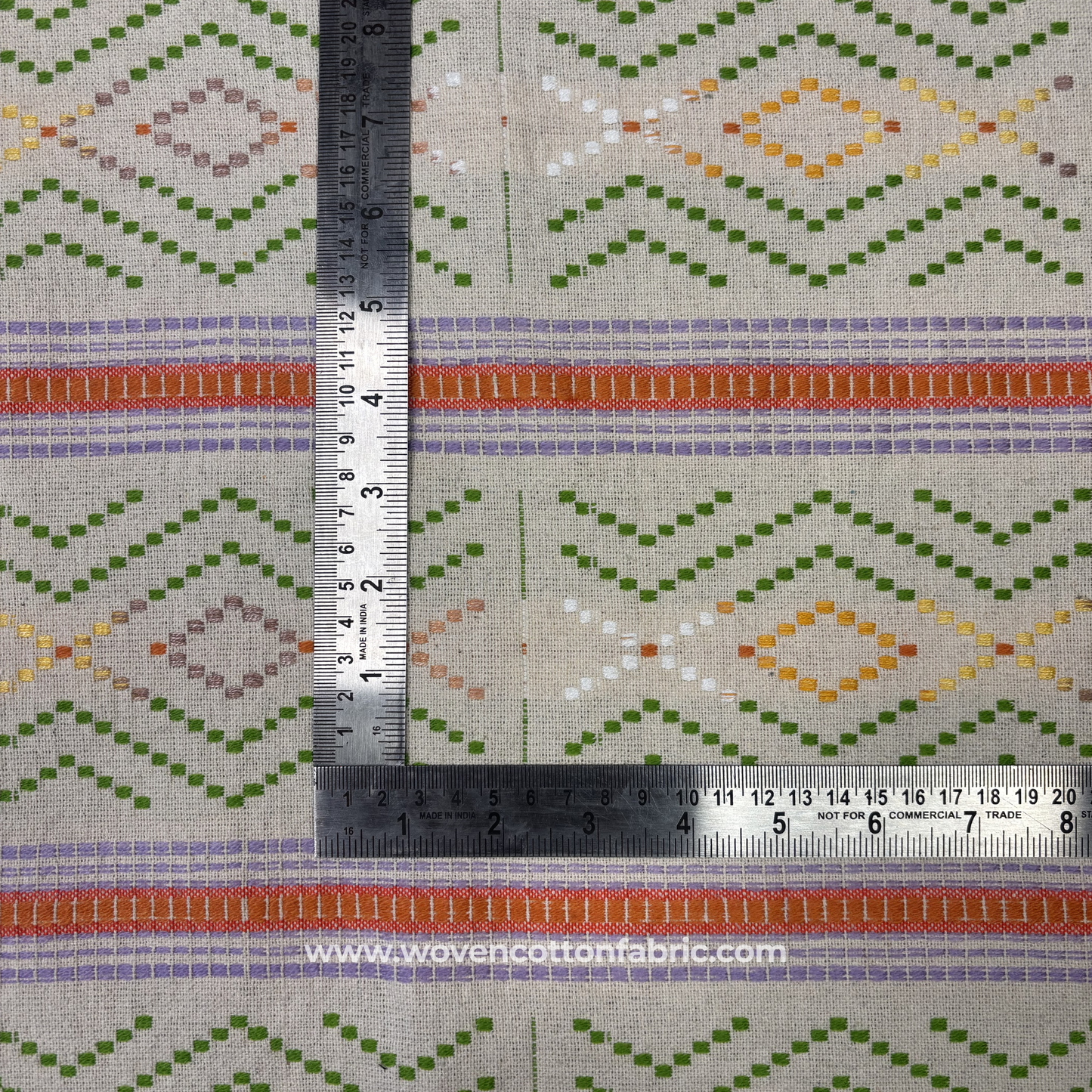 Multi-Chrome Geometric Stripe Weave Fabric, Per Meter