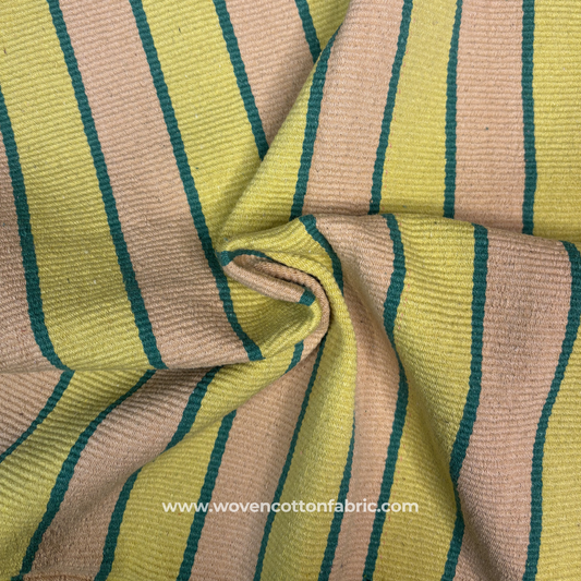 Citrus Earth Ribbed Handloom Cotton Fabric, Per Meter