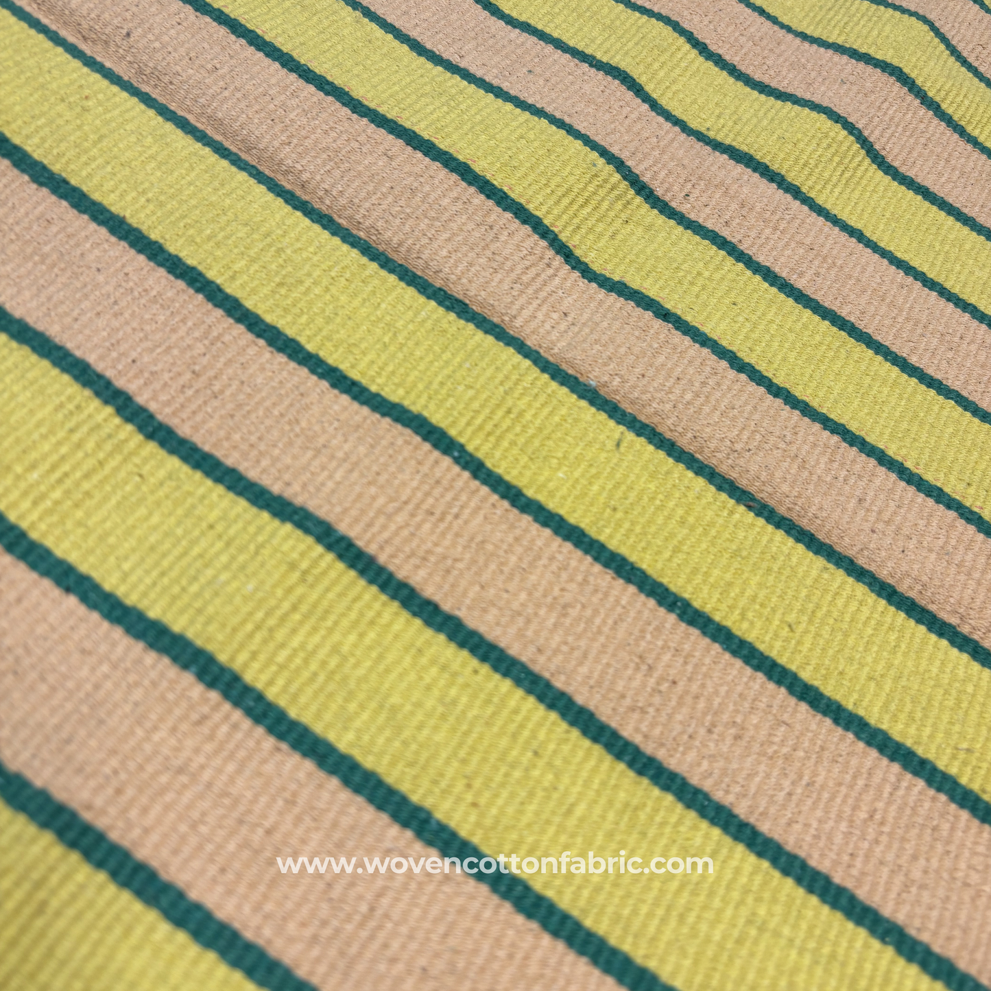 Citrus Earth Ribbed Handloom Cotton Fabric, Per Meter