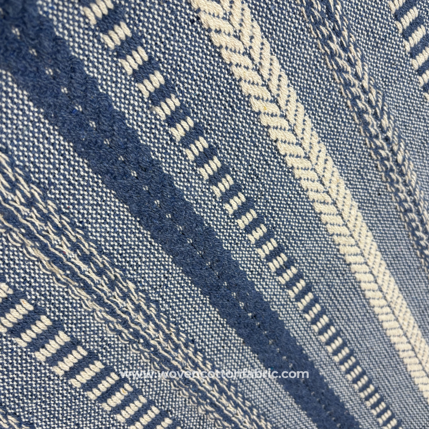 Artisan Blue Drift Woven Cotton Fabric, Per Meter