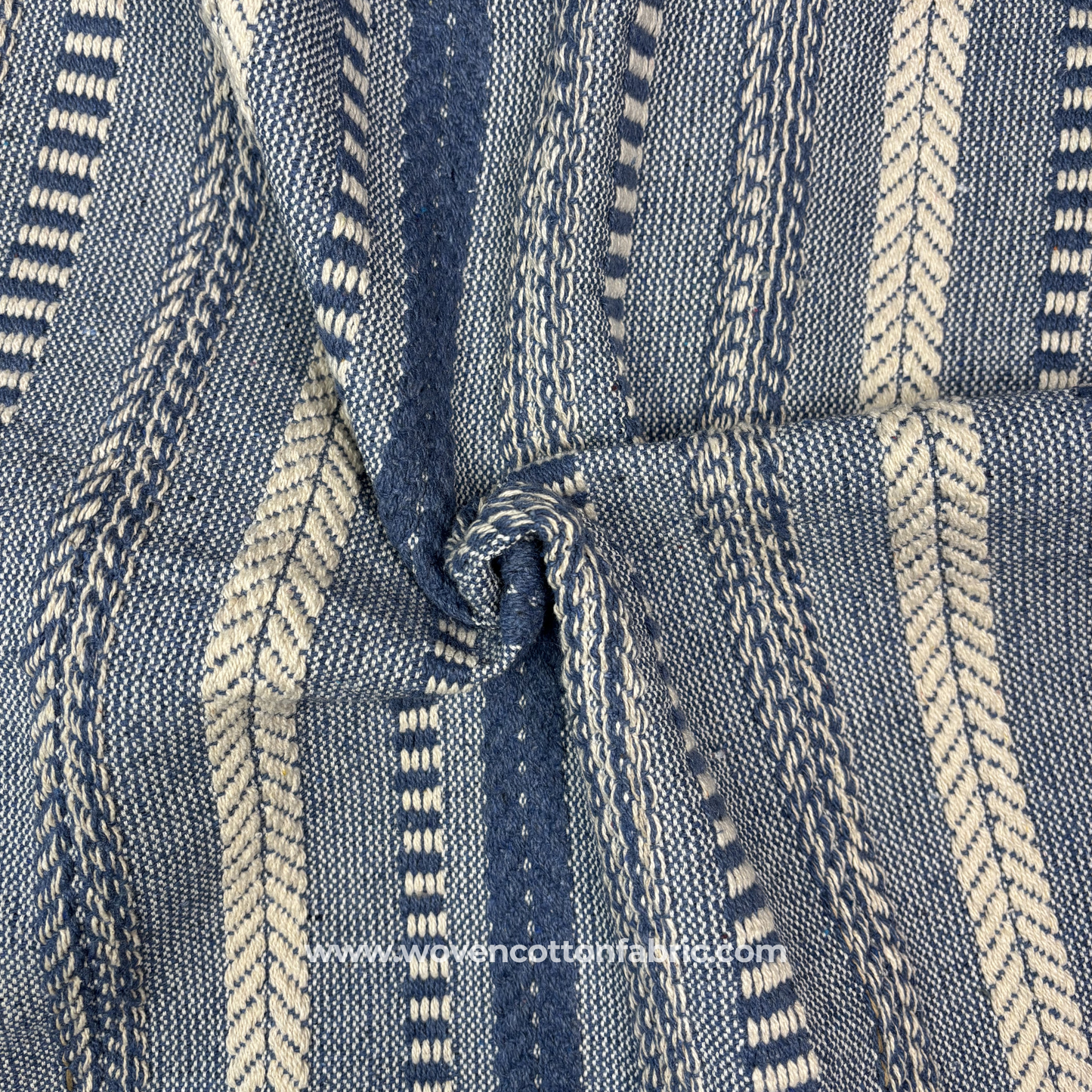 Artisan Blue Drift Woven Cotton Fabric, Per Meter