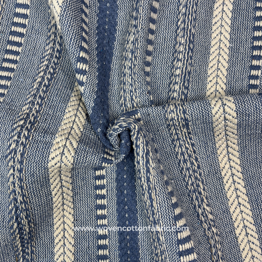 Artisan Blue Drift Woven Cotton Fabric, Per Meter