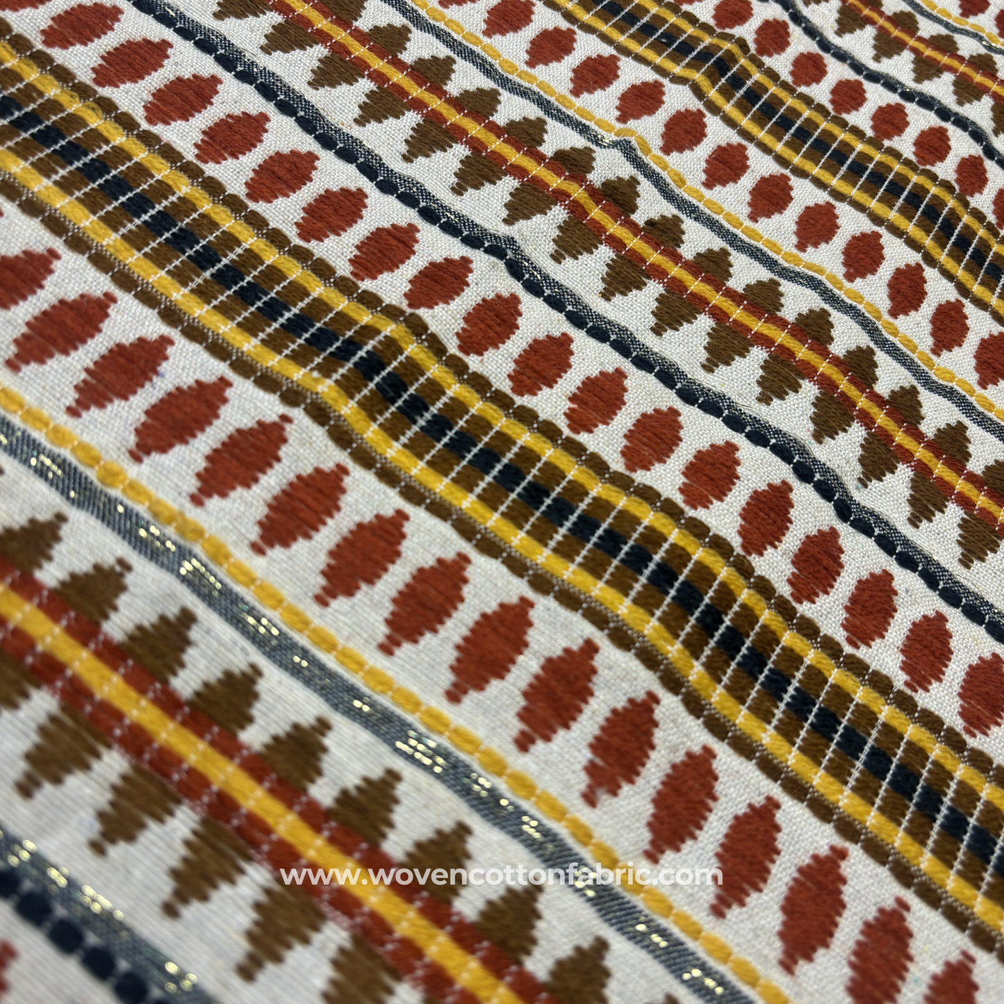 Terracotta Tribal Weave Fabric, Per Meter