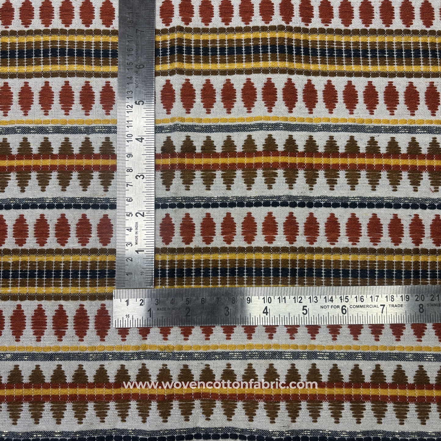Terracotta Tribal Weave Fabric, Per Meter