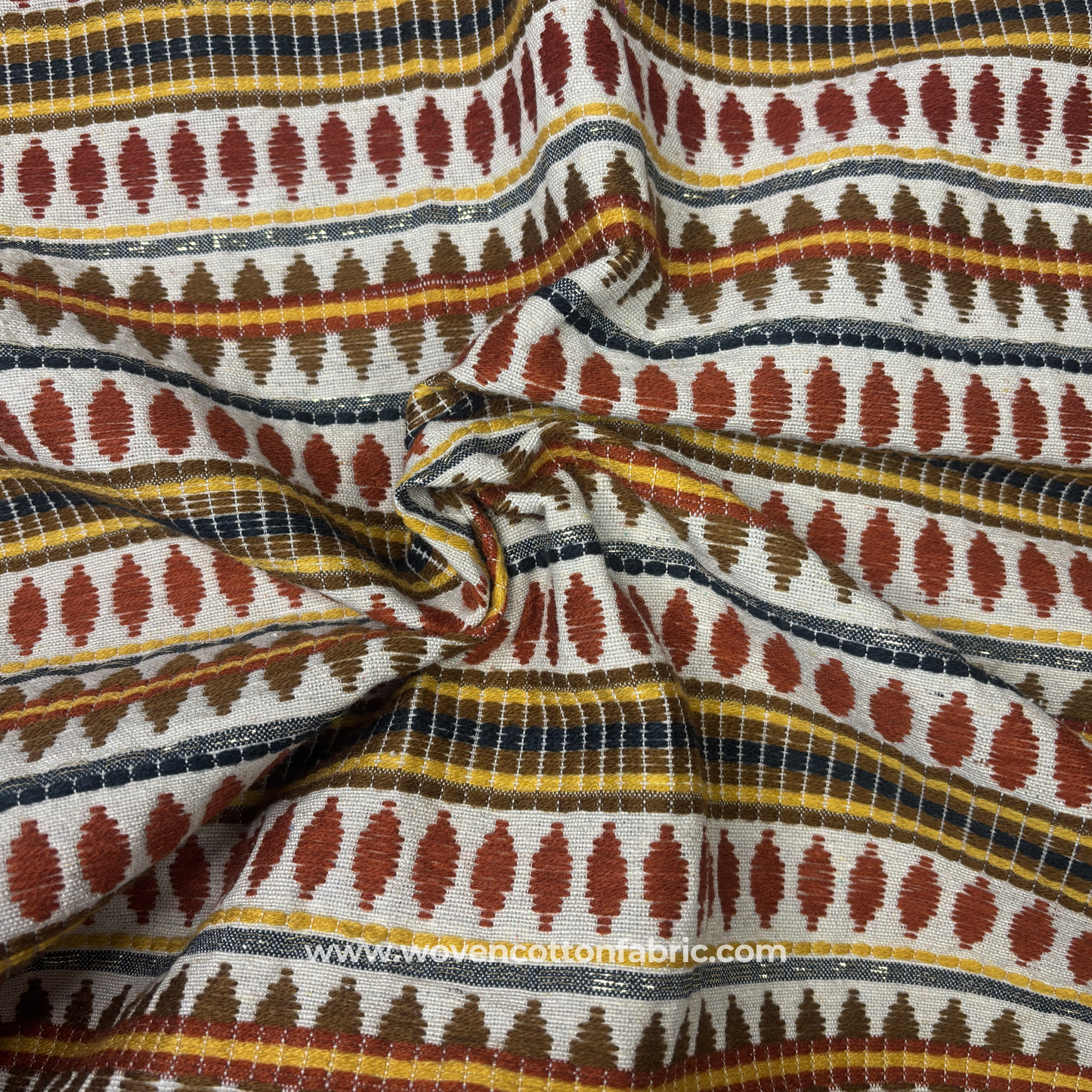 Terracotta Tribal Weave Fabric, Per Meter