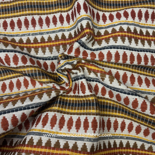 Terracotta Tribal Weave Fabric, Per Meter