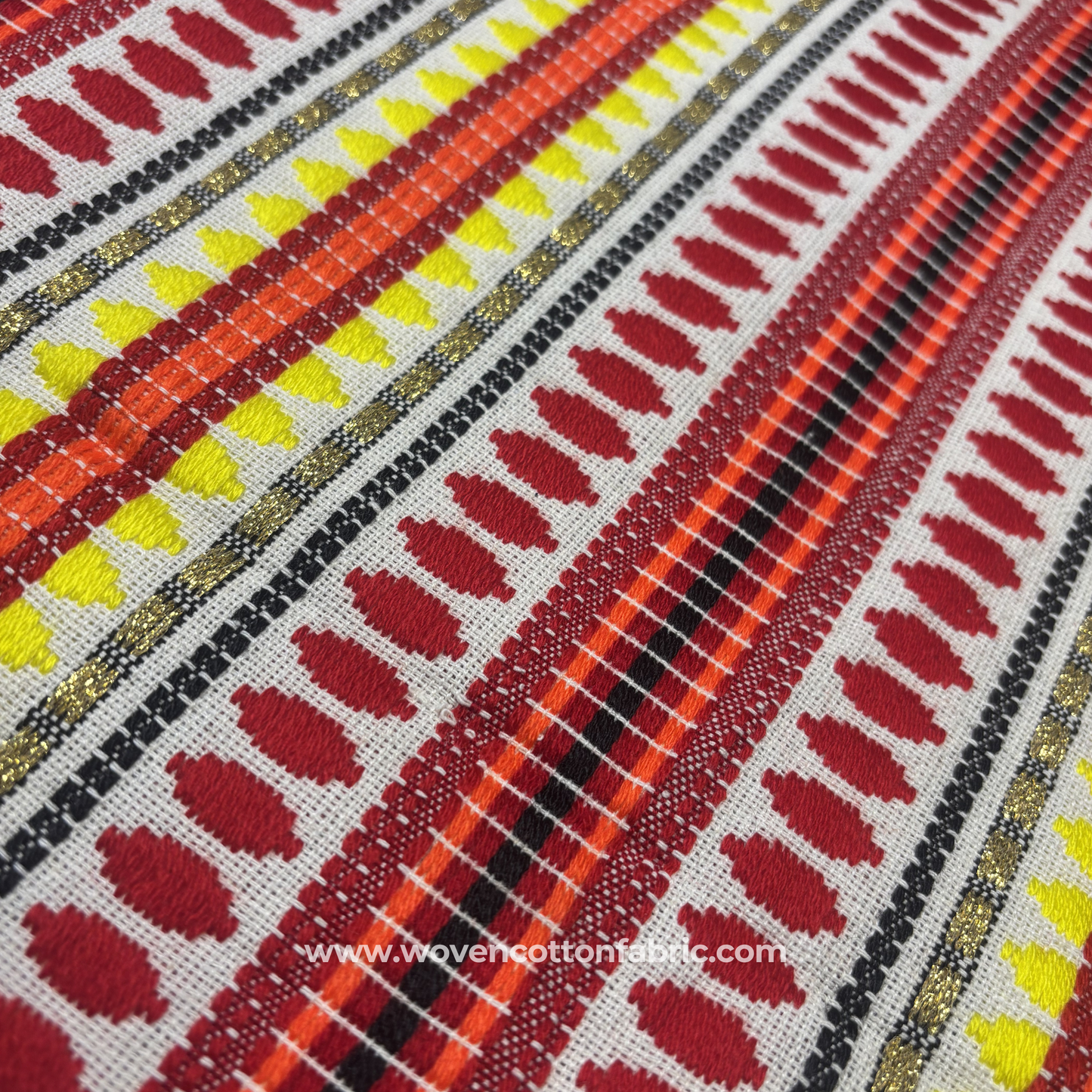 Solar Flare Tribal Handloom Fabric, Per Meter