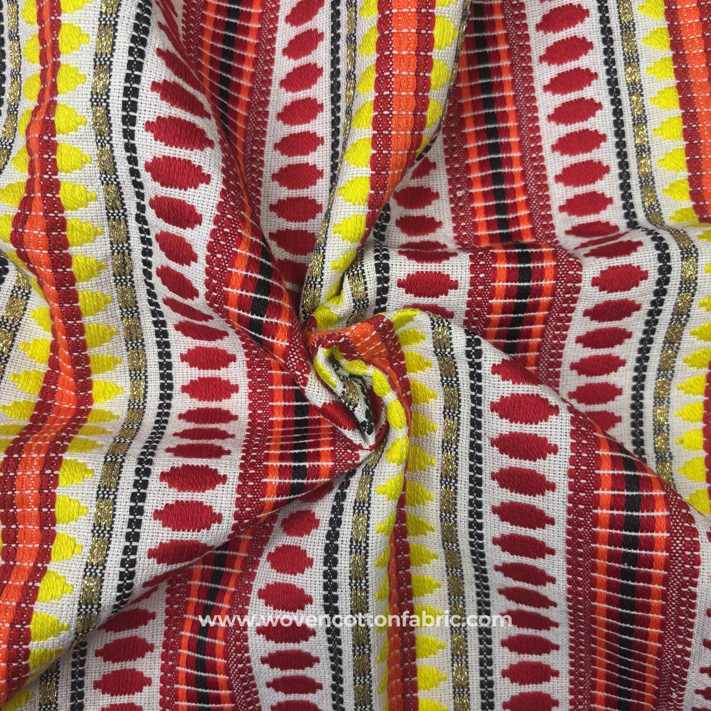 Solar Flare Tribal Handloom Fabric, Per Meter