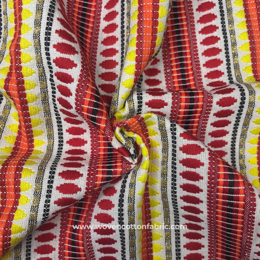 Solar Flare Tribal Handloom Fabric, Per Meter