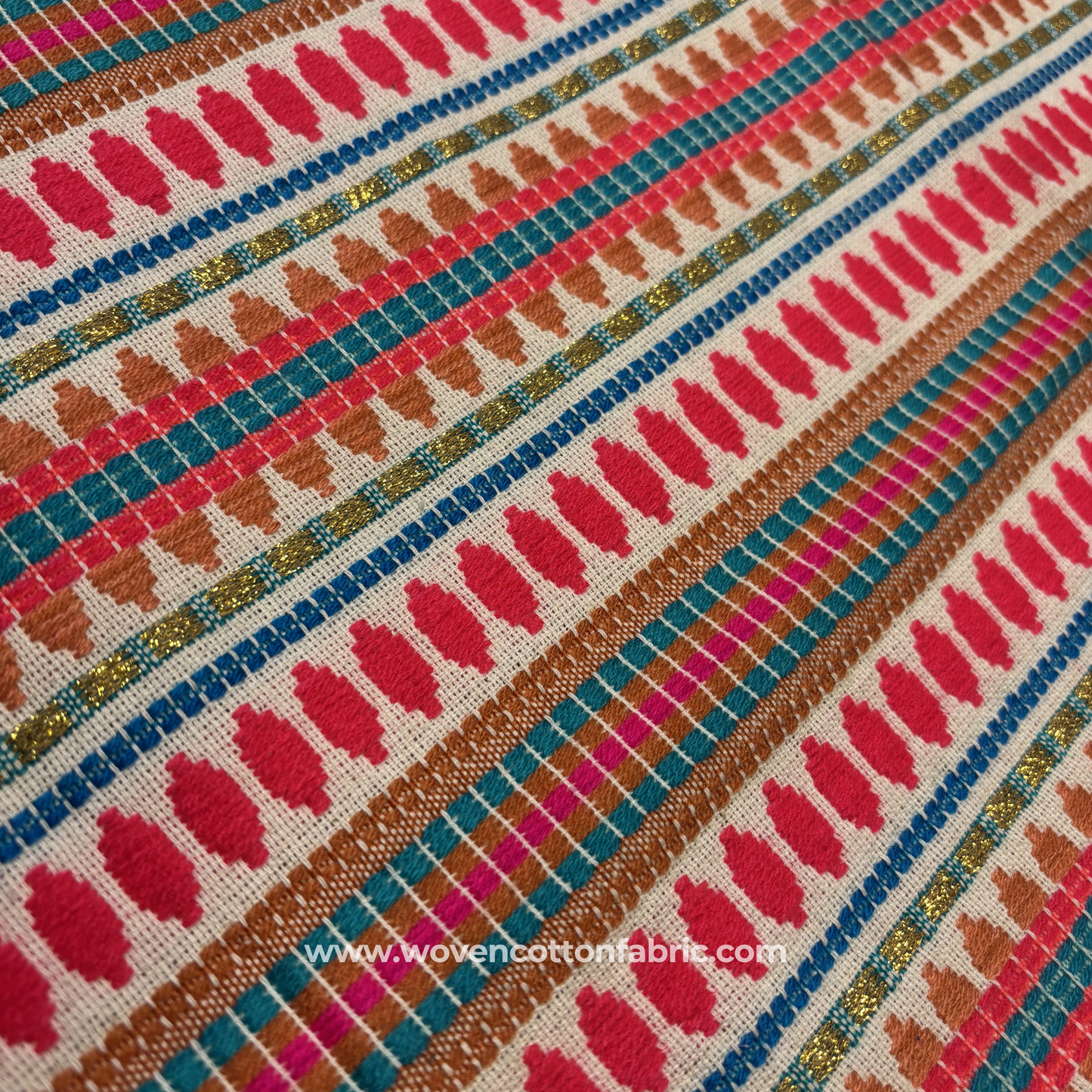 Vibrant Horizon Hand-Loomed Cotton Fabric, Per Meter