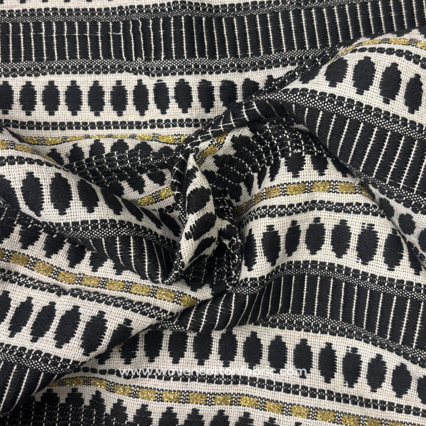 Artisan Loom Black & Gold Fabric, Per Meter
