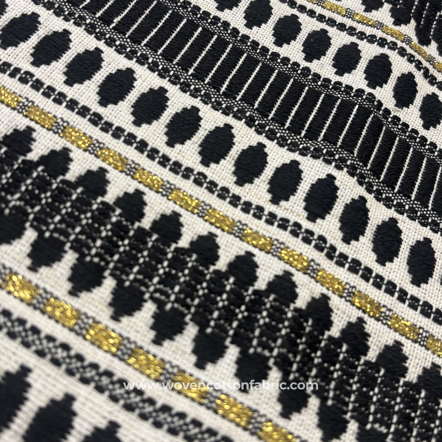Artisan Loom Black & Gold Fabric, Per Meter