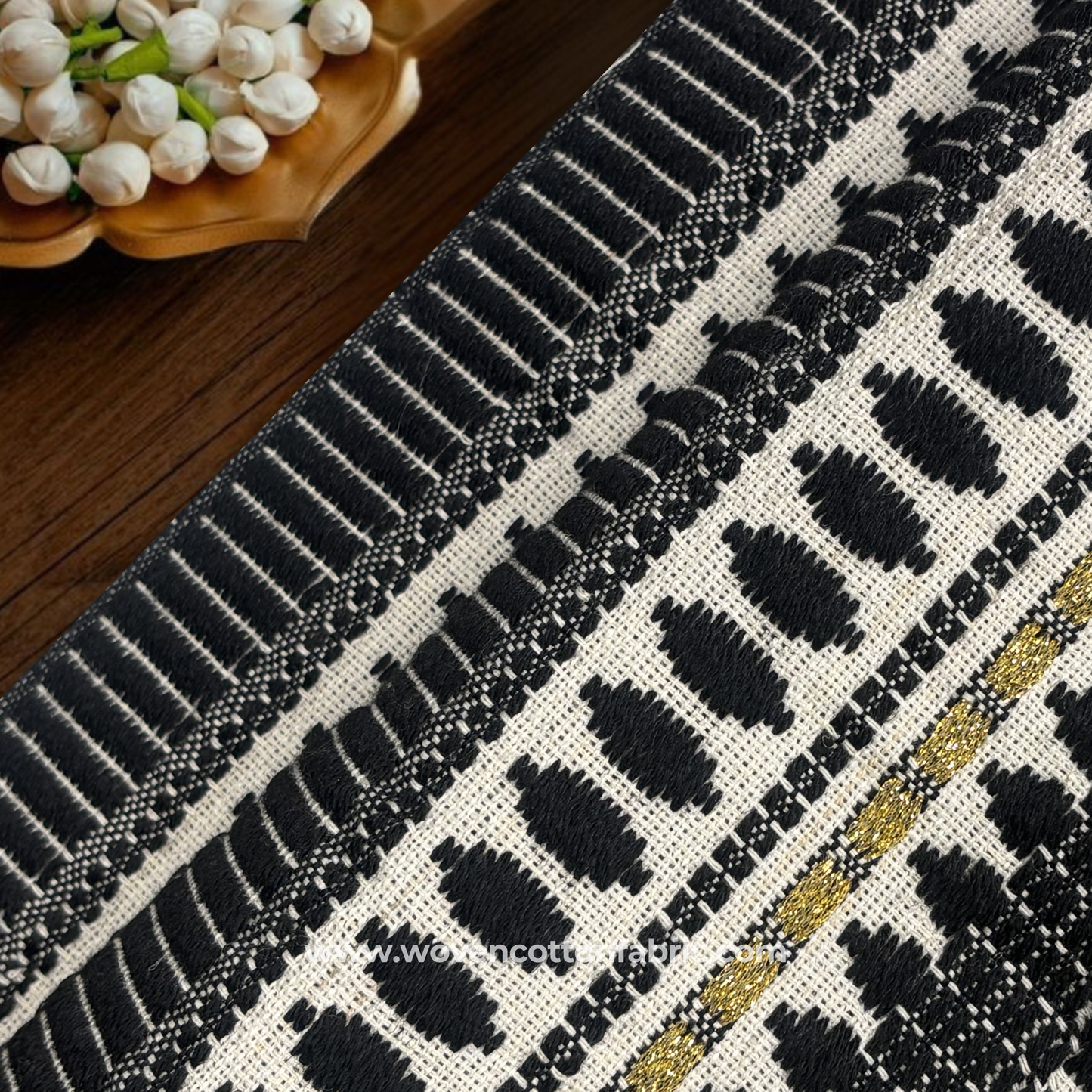 Artisan Loom Black & Gold Fabric, Per Meter