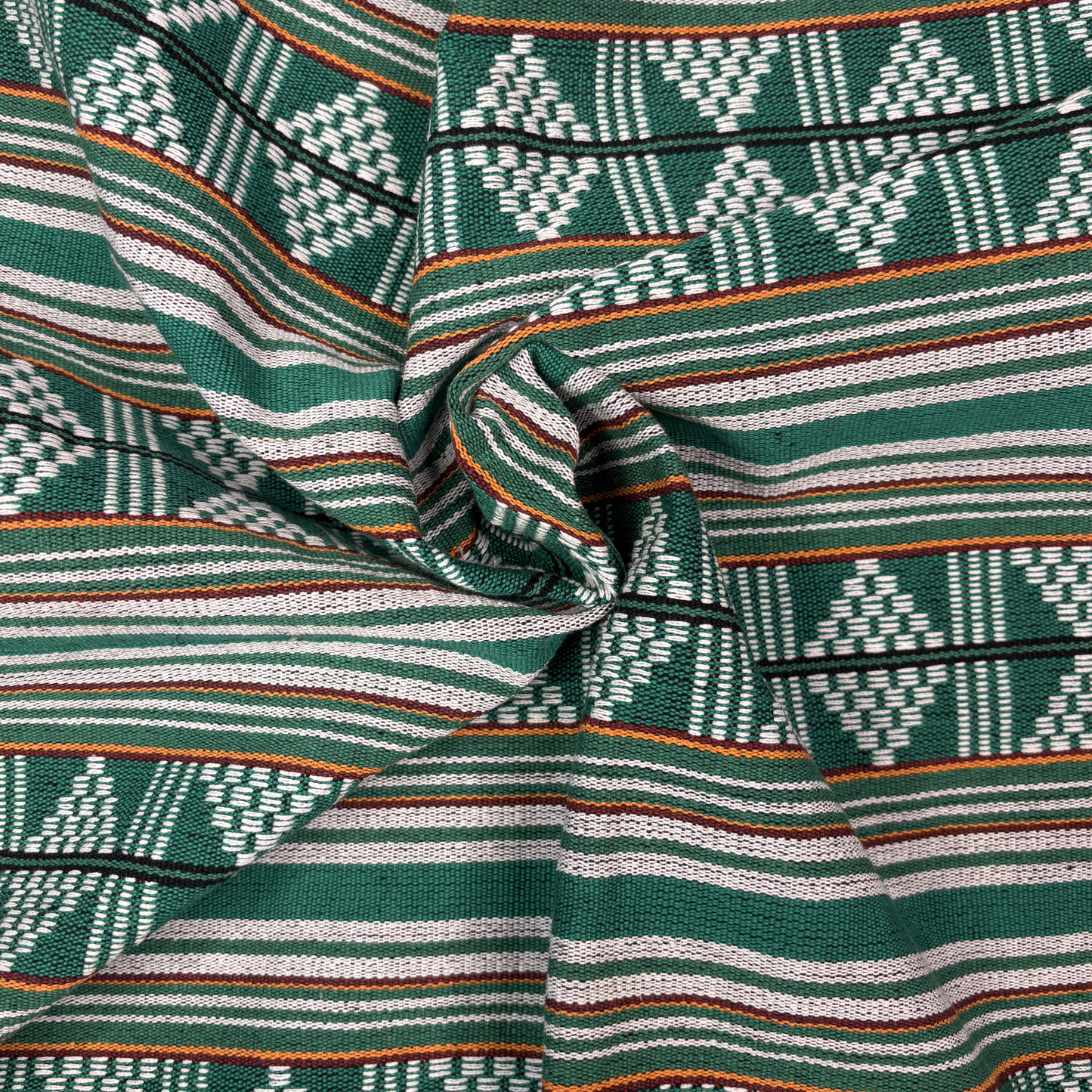 Emerald Horizon Geometric Weave Fabric, Per Meter