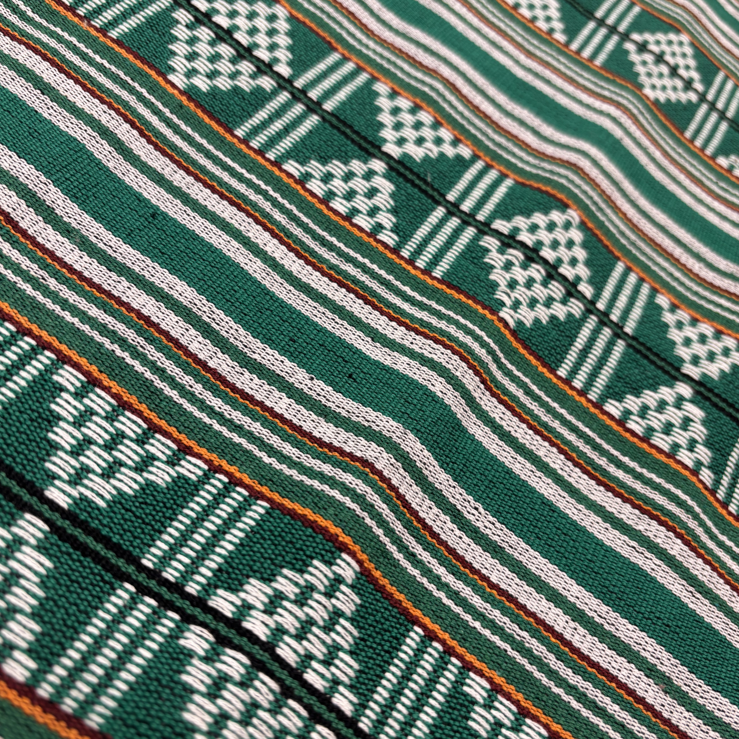Emerald Horizon Geometric Weave Fabric, Per Meter