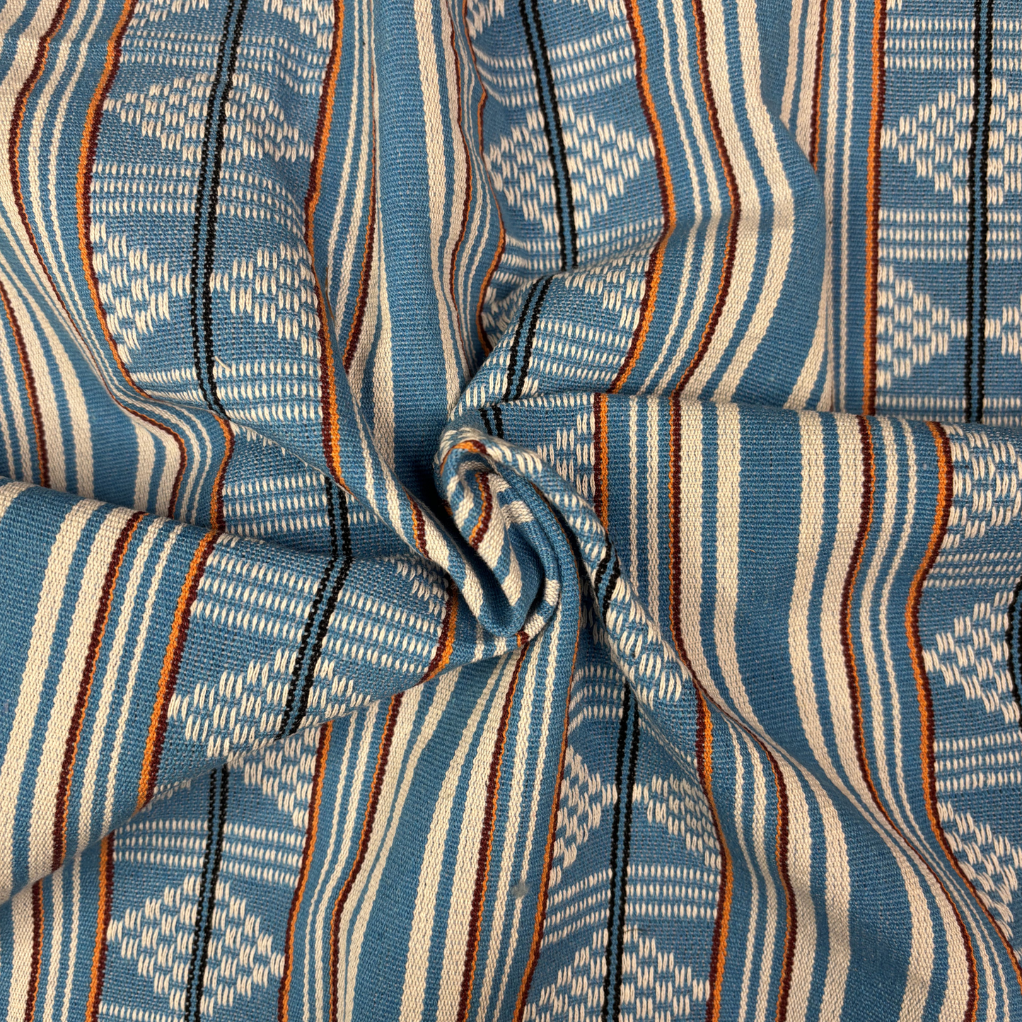 Sky Blue Geometric Weaver Fabric, Per Meter