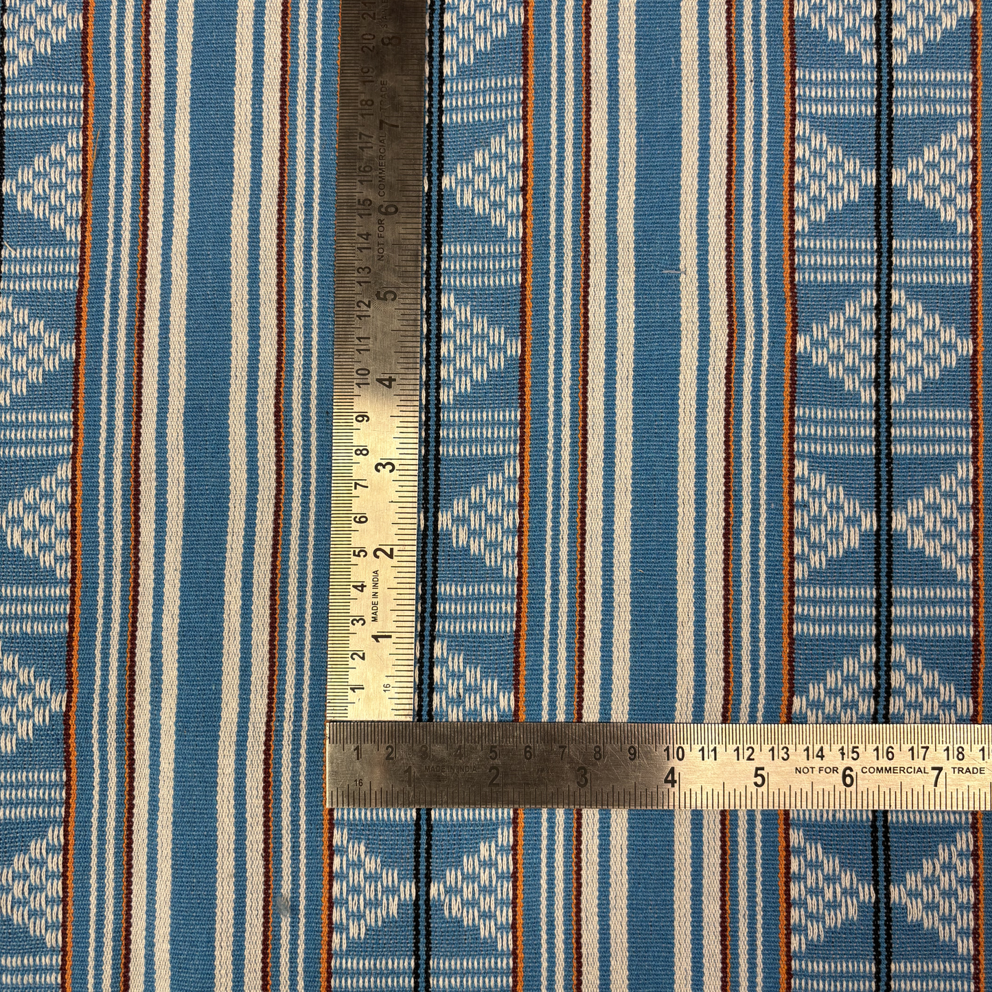 Sky Blue Geometric Weaver Fabric, Per Meter