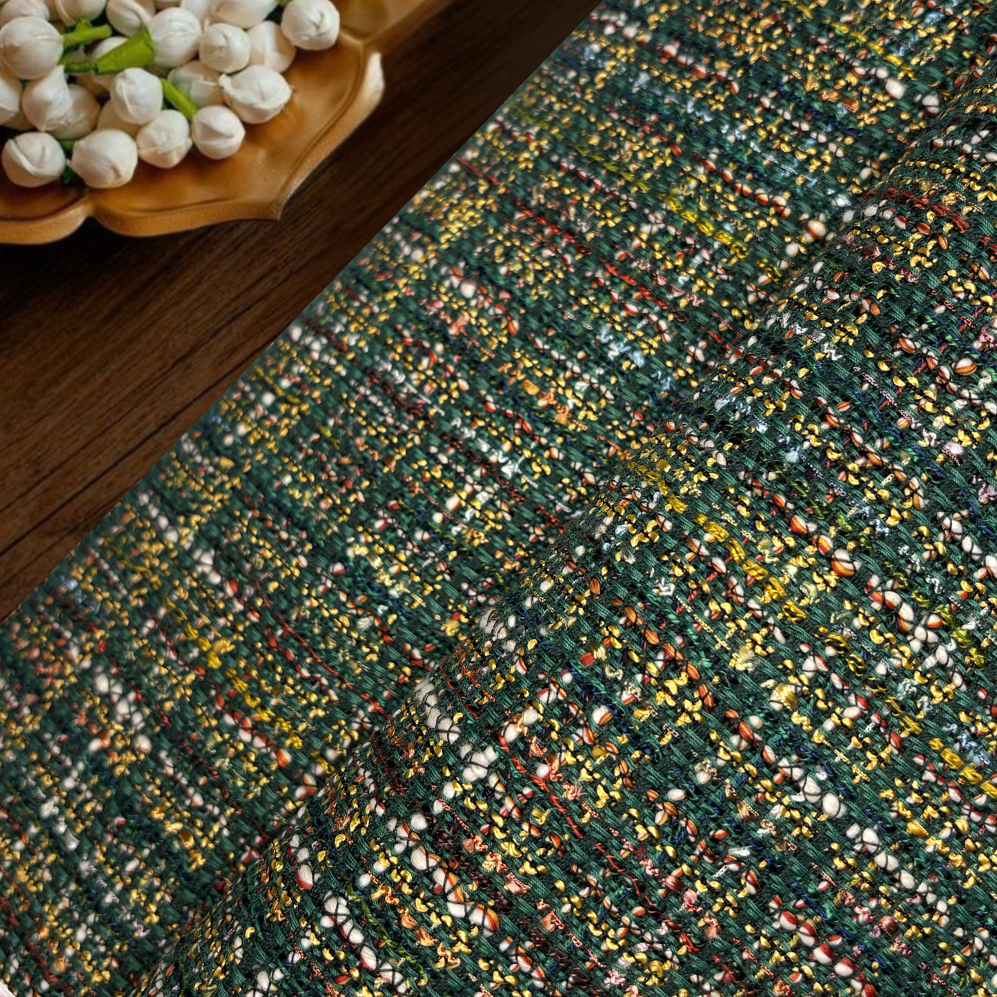 The Forest Fleck Bouclé Fabric, Per Meter