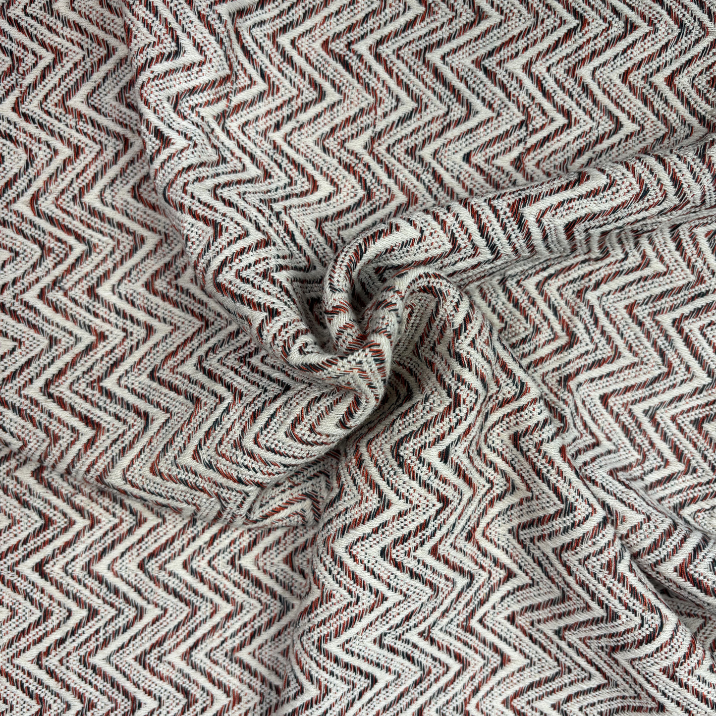 The Crimson Peak Zig-Zag Flatweave Fabric, Per Meter