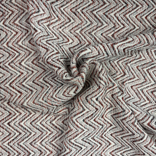 The Crimson Peak Zig-Zag Flatweave Fabric, Per Meter