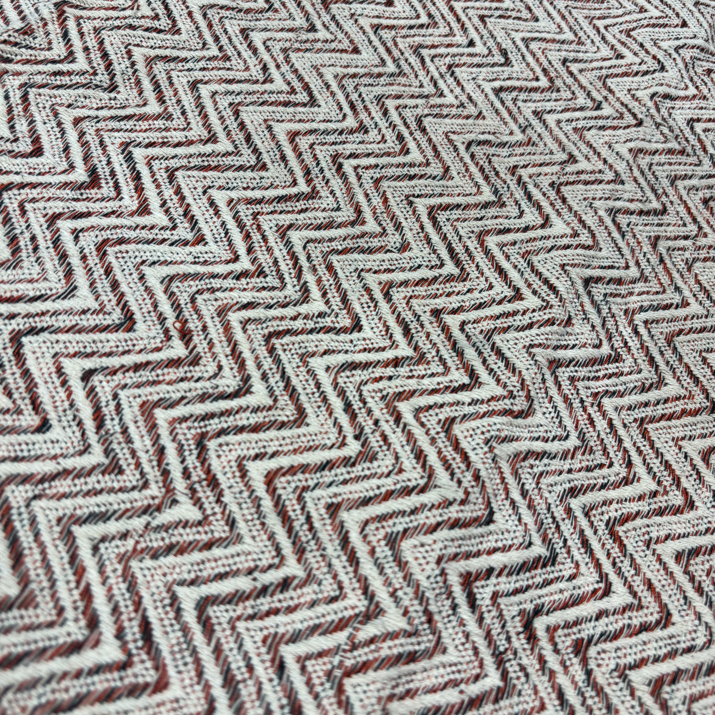 The Crimson Peak Zig-Zag Flatweave Fabric, Per Meter