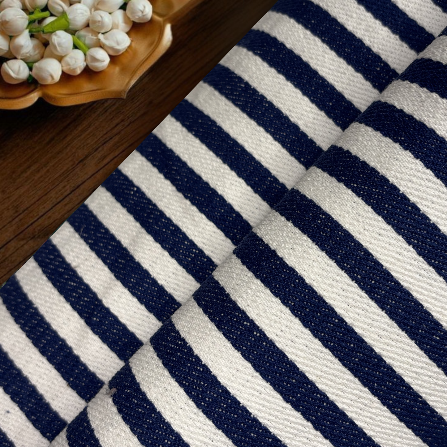Ocean Breeze Linear Cotton Fabric, Per Meter