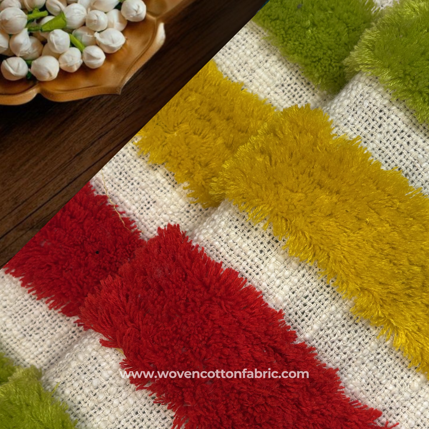 Chenille Striped Fabric, Per Meter