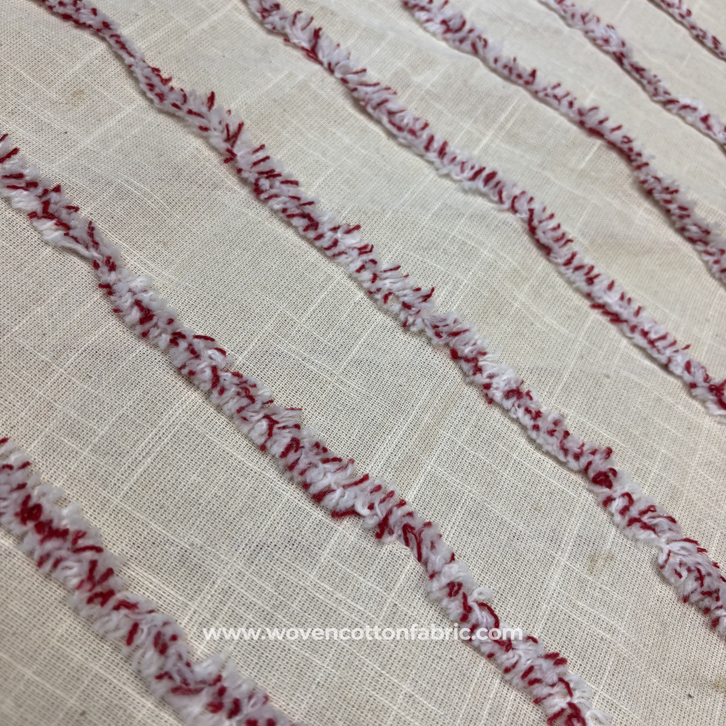 Fringed Stripe Muslin Fabric, Per Meter