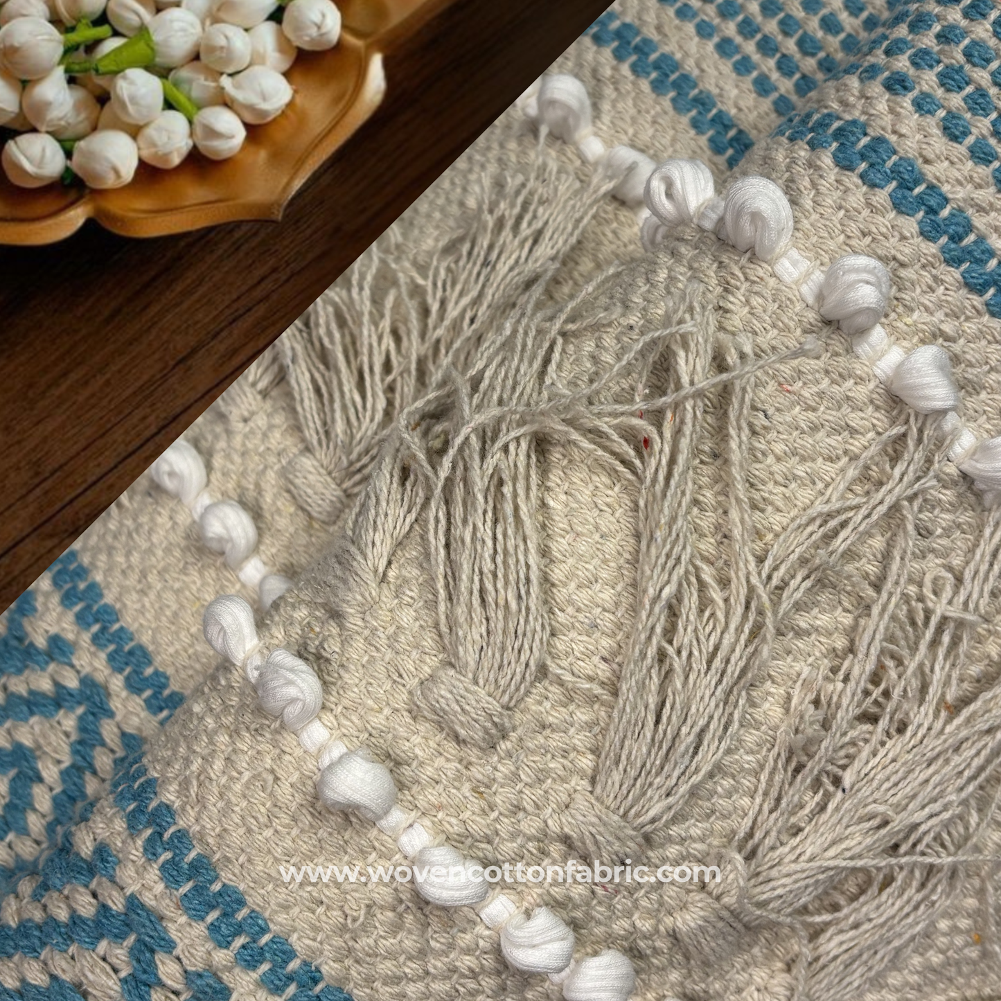 Geometric Tufted Chenille Handloom Fabric, Per Meter