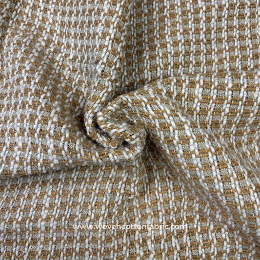 Autumn Harvest Hand-Woven Textured Cotton Fabric, Per Meter