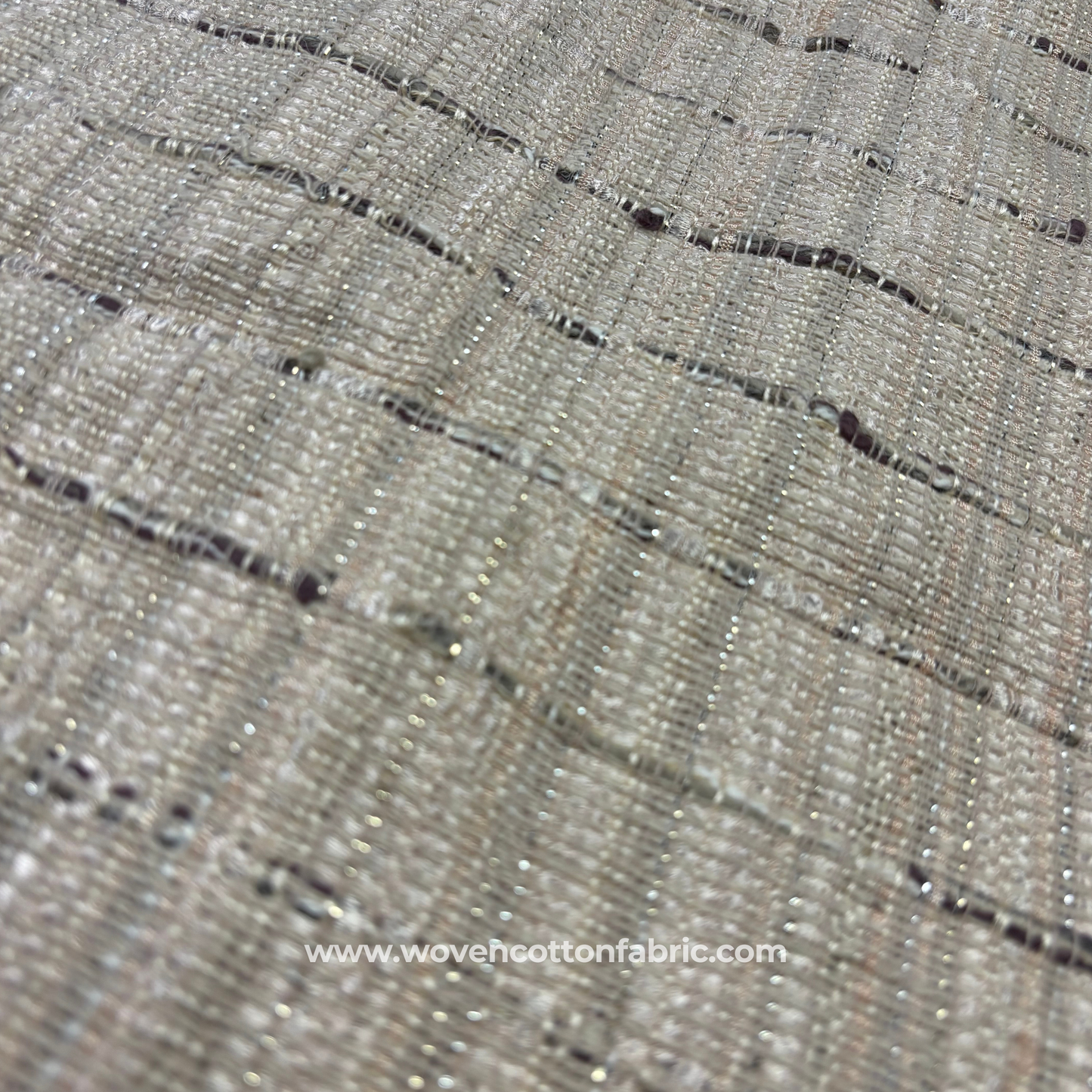 Champagne Shimmer Bouclé Tweed Fabric, Per Meter