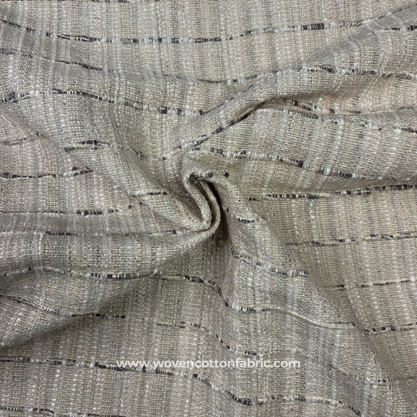 Champagne Shimmer Bouclé Tweed Fabric, Per Meter