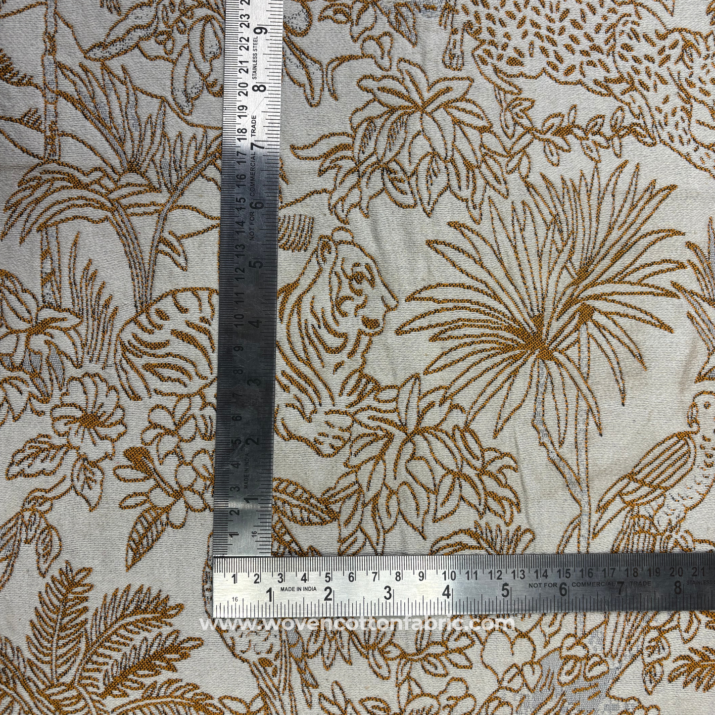 Golden Jungle Majesty Jacquard Fabric, Per Meter