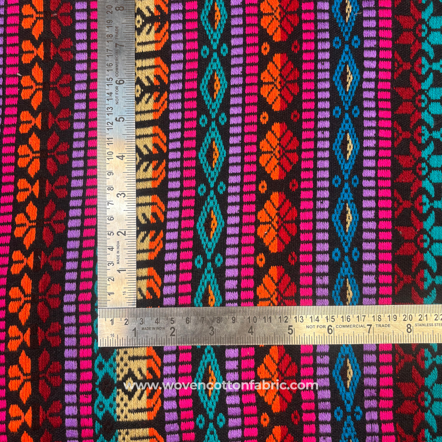 Midnight Neon Geometric Jacquard Fabric, Per Meter