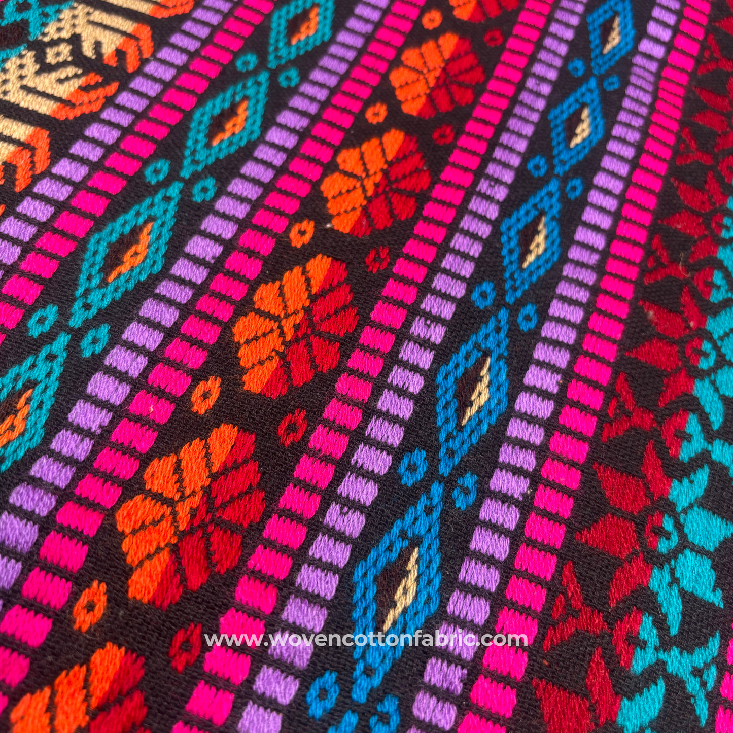 Midnight Neon Geometric Jacquard Fabric, Per Meter