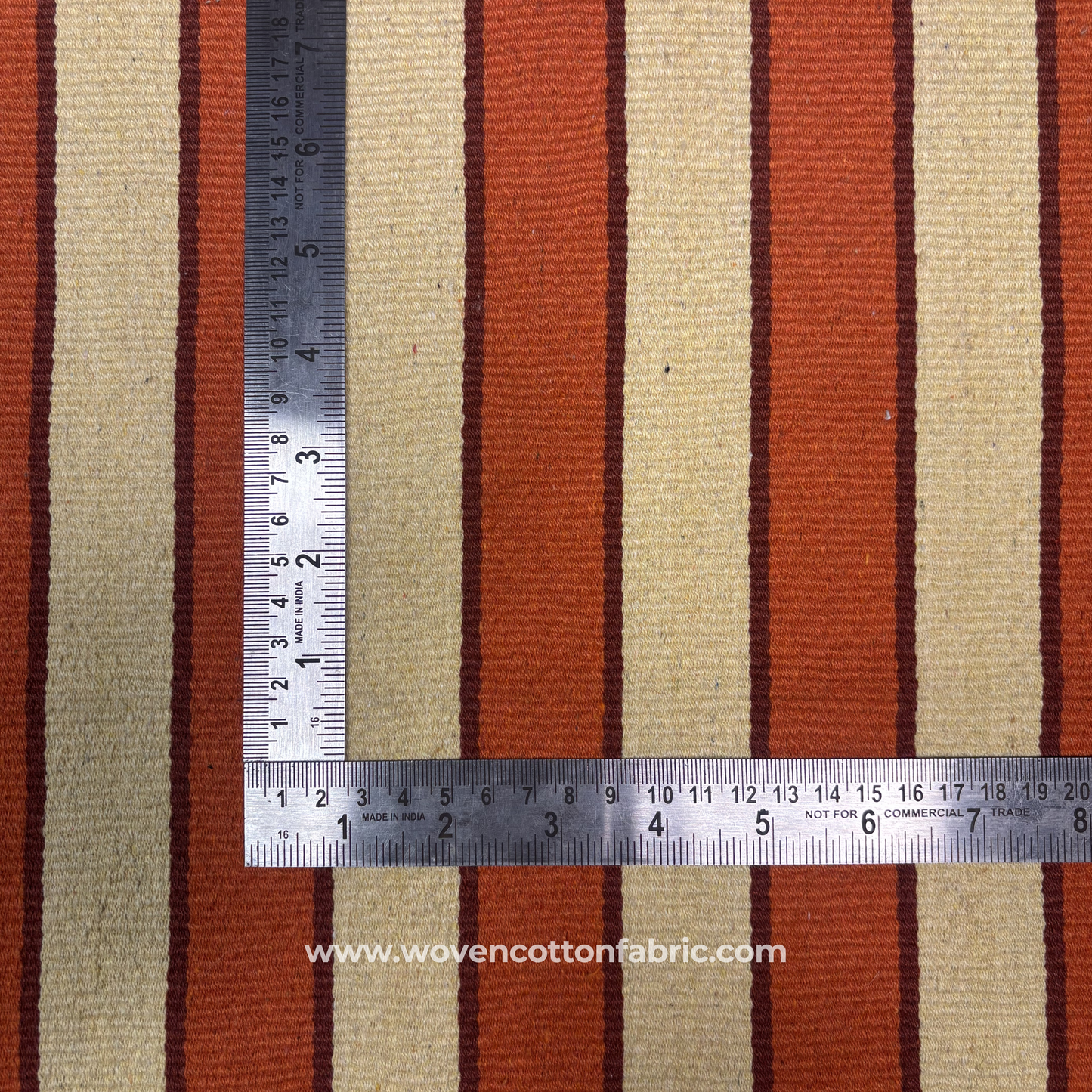 Terracotta Heritage Stripe Woven Fabric, Per Meter