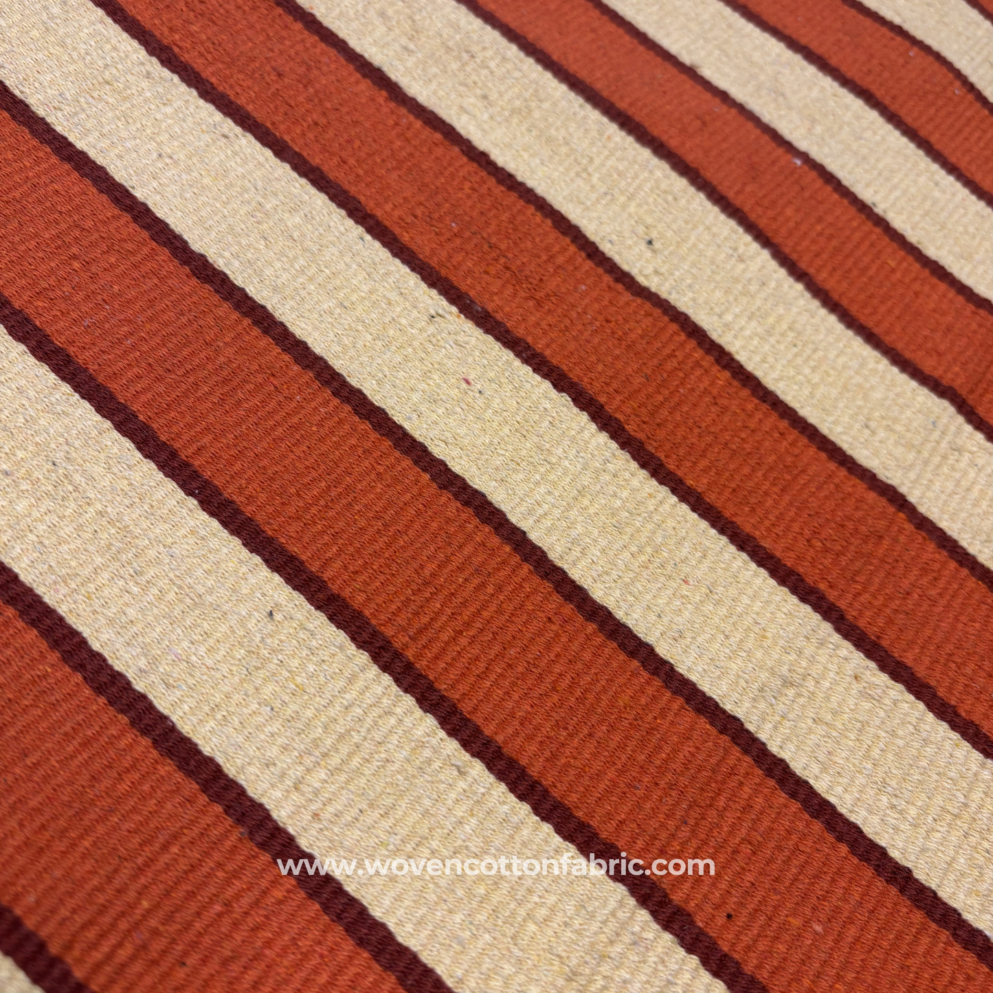 Terracotta Heritage Stripe Woven Fabric, Per Meter