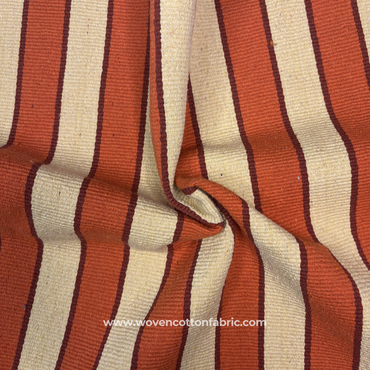 Terracotta Heritage Stripe Woven Fabric, Per Meter